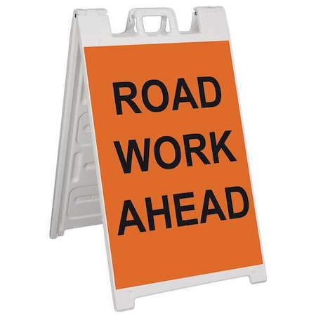 Zoro Select Barricade Sign, Plastic, Engineer, 45 in Height, 3 in Length, 18 lb, White 130-WLGQ3611-OBEG