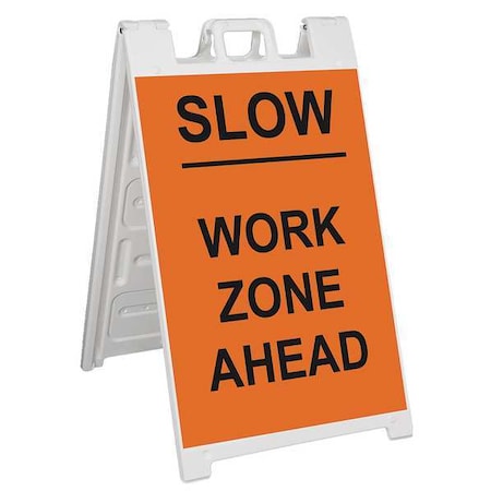 Zoro Select Barricade Sign, Plastic, Engineer, 45 in Height, 3 in Length, 18 lb, White 130-WLGQ3626-OBEG