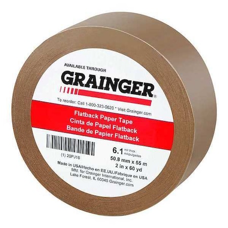 Zoro Select Packaging Tape, 2 in W x 60 yd L, 6.1 mil Thick, Tan, Rubber Adhesive 20PJ16