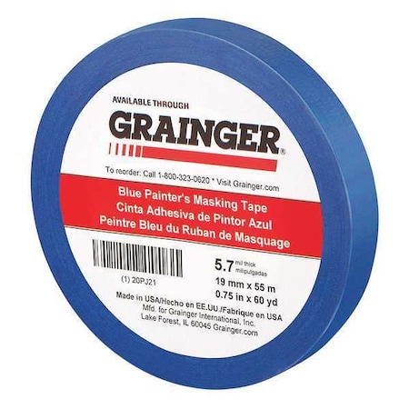 Zoro Select Painter's Tape, Blue, 3/4 in W, 60 yd L, 5.7 mil Thick, CP 27 20PJ21