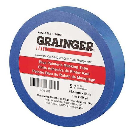 Zoro Select Painter's Tape, Blue, 1 in W, 60 yd L, 5.7 mil Thick, CP 27 20PJ22