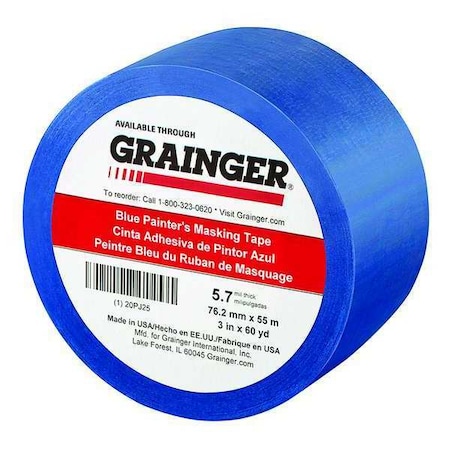 Zoro Select Painter's Tape, Blue, 3 in W, 60 yd L, 5.7 mil Thick, CP 27 20PJ25