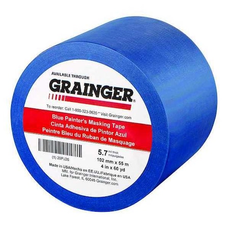 Zoro Select Painter's Tape, Blue, 4 in W, 60 yd L, 5.7 mil Thick, CP 27 20PJ26