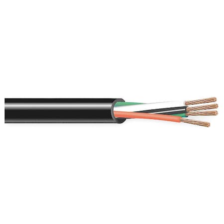 Carol Portable Cord, SOOW, 18 AWG, 4 C, Black, Rubber, Stranded, 600V, Indoor/Outdoor, 100 ft 02770
