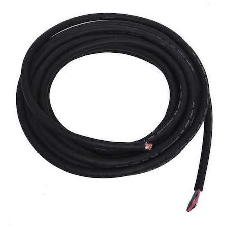 Zoro Select Portable Cord, SOOW, 16 AWG, 5 C, Black, Rubber, Stranded, 600V, Indoor/Outdoor, 25 ft 20PX92
