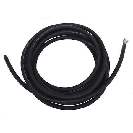 Zoro Select Portable Cord, SOOW, 16 AWG, 8 C, Black, Rubber, Stranded, 600V, Indoor/Outdoor, 25 ft E3641
