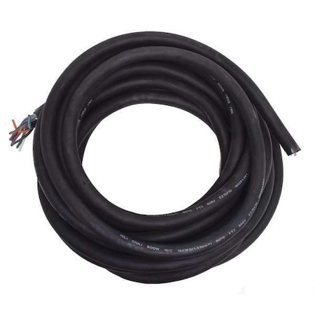 Zoro Select Portable Cord, SOOW, 16 AWG, 10 C, Black, Rubber, Stranded, 600V, Indoor/Outdoor, 25 ft E3642