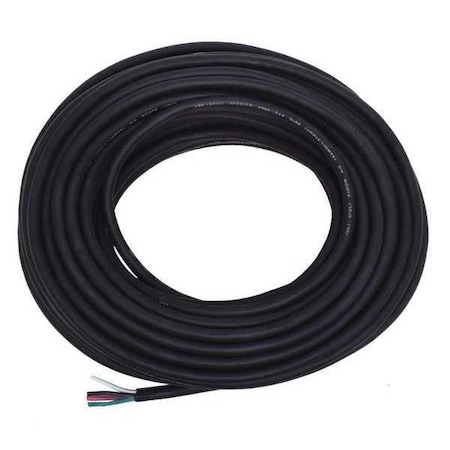 Zoro Select Portable Cord, SJOOW, 16 AWG, 4 C, Black, Rubber, Stranded, 300V, Indoor/Outdoor, 100 ft E3630