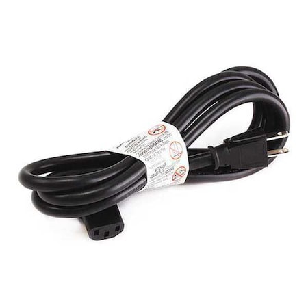 Zoro Select PC Power Cord, 5-15P, IEC C13, 10 ft., Blk, 15A 20PX10ID