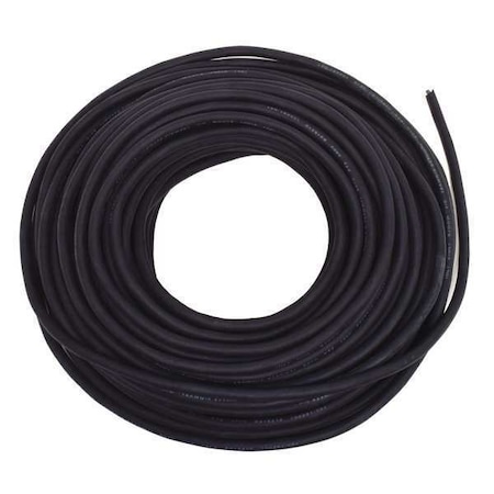 Zoro Select Portable Cord, SJOOW, 18 AWG, 2 C, Black, Rubber, Stranded, 300V, Indoor/Outdoor, 100 ft E3627