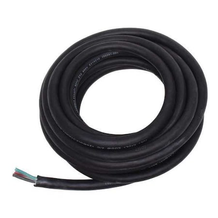 Zoro Select Portable Cord, SOOW, 12 AWG, 4 C, Black, Rubber, Stranded, 600V, Indoor/Outdoor, 25 ft E3645
