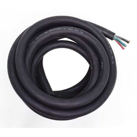 Zoro Select Portable Cord, SOOW, 6 AWG, 4 C, Black, Rubber, Stranded, 600V, Indoor/Outdoor, 25 ft E3653