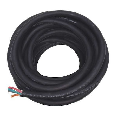 Zoro Select Portable Cord, SOOW, 10 AWG, 5 C, Black, Rubber, Stranded, 600V, Indoor/Outdoor, 50 ft E3664
