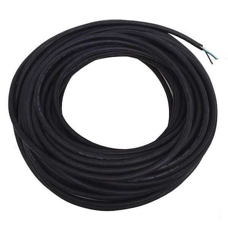 Zoro Select Portable Cord, SOOW, 18 AWG, 3 C, Black, Rubber, Stranded, 600V, Indoor/Outdoor, 100 ft E3669