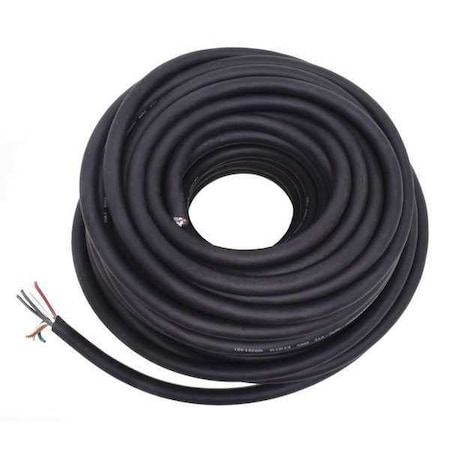 Zoro Select Portable Cord, SOOW, 18 AWG, 8 C, Black, Rubber, Stranded, 600V, Indoor/Outdoor, 100 ft E3671
