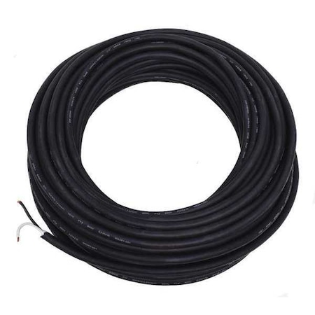 Zoro Select Portable Cord, SOOW, 16 AWG, 2 C, Black, Rubber, Stranded, 600V, Indoor/Outdoor, 100 ft E3672