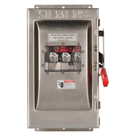 Siemens Fusible, Safety Switch, Heavy Duty, 600 V, 3PST HF362SW