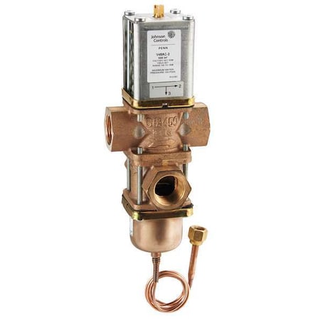 Johnson Controls Water Regulating Valve, 2 Way, NPT, 3/4 in. V48AC-2C