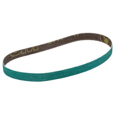 3M Sanding Belt, 1/2 in W, 18 in L, Coated, Zirconia Alumina, 60 Grit, Not Applicable, 577F, Green 7100069158