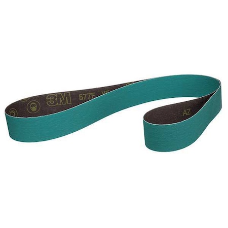 3M Sanding Belt, 2 1/2 in W, 60 in L, Coated, Zirconia Alumina, 60 Grit, Not Applicable, 577F, Green 7010299047