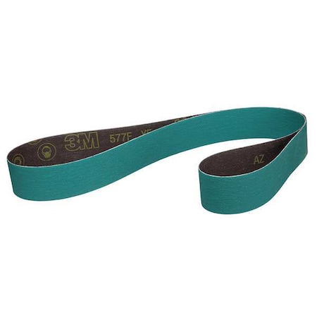 3M Sanding Belt, 2 in W, 72 in L, Coated, Zirconia Alumina, 80 Grit, Not Applicable, 577F, Green 7010308883