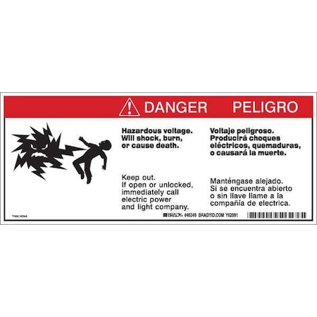 Brady Warning Labels, 4-1/2inHx10-3/4inW, Tape, 46349 46349