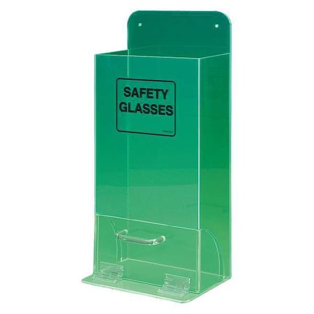 Brady Protective Eyewear Dispenser, Stack Tower, 20 Pairs, Acrylic, 18 in H x 8 in W x 4 in D, Green MVSDG