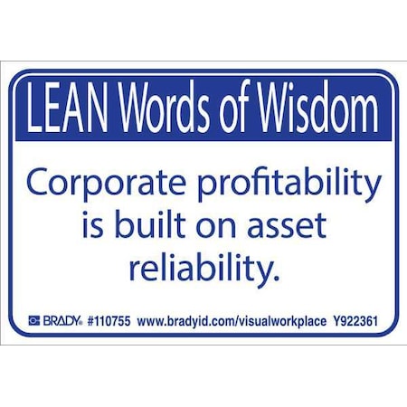 Brady Lean Label, 3-1/2inHx5inW, HP Poly., PK10, 110755 110755