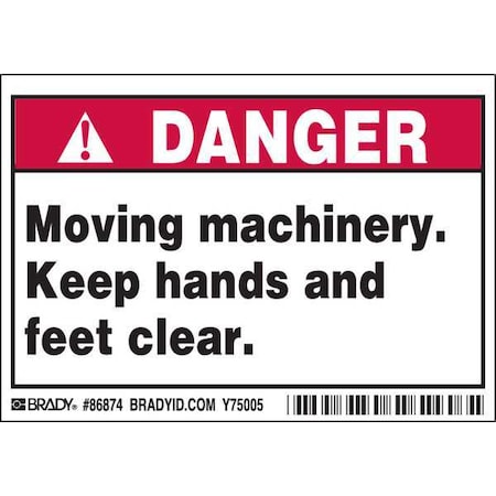 Brady Machine/Equipment Labl, 3-1/2inHx5inW, PK5, 86874 86874