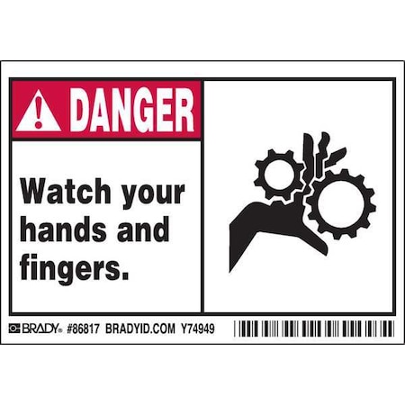 Brady Machine/Equipment Labl, 3-1/2inHx5inW, PK5, 86817 86817