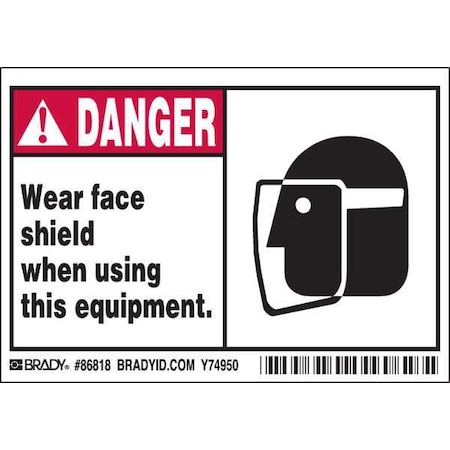 Brady Machine/Equipment Labl, 3-1/2inHx5inW, PK5, 86818 86818