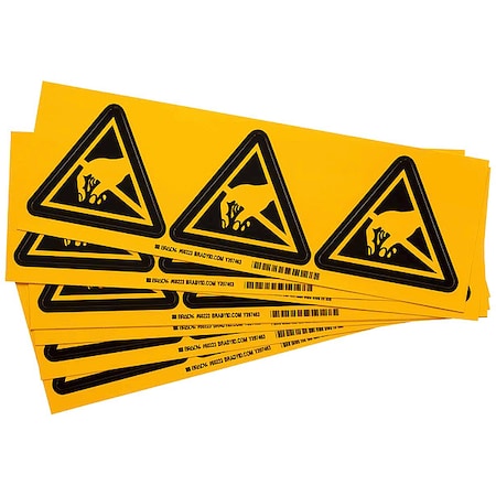 Brady Warning Labels, 4inHx4inW, Vinyl, PK10, 60223 60223