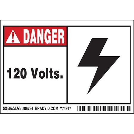 Brady Machine/Equipment Labl, 3-1/2inHx5inW, PK5, 86784 86784