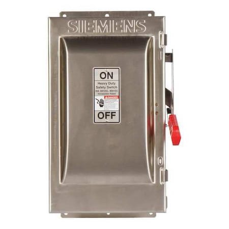 SIEMENS Nonfusible Safety Switch, Heavy Duty, 600V AC, 2PST, 60 A, NEMA 3R HNF262S