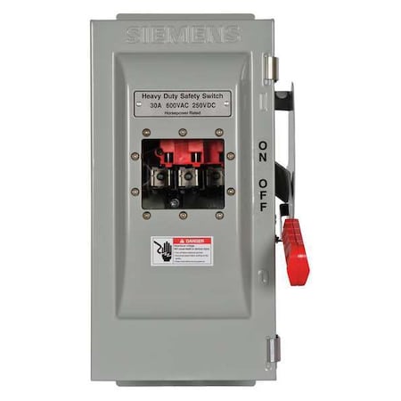 Siemens Fusible, Safety Switch, Heavy Duty, 600 V, 3PST HF361JW
