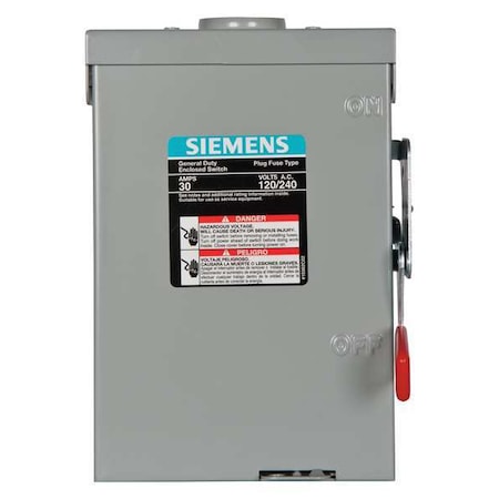 Siemens Fusible, Safety Switch, General Duty, 240 V, 2PST LF211NR