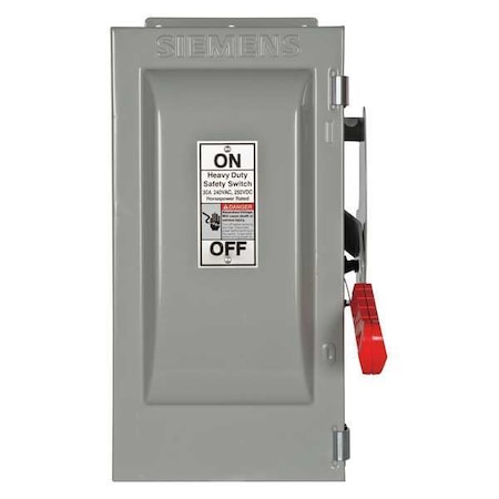 Siemens Fusible, Safety Switch, Heavy Duty, 240 V, 2PST HF221J