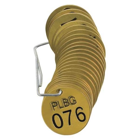 Brady Numbered Tag Set, 76 to 100, 25 Tags, PK25 23263