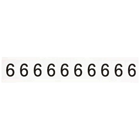 Brady Number Label, Character 6, 1 In. H, Vinyl, PK10 9713-6