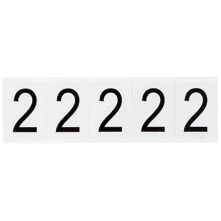Brady NumberLabel, Vinyl, 2-1/4inH, 1-3/4inW, PK5 9714-2