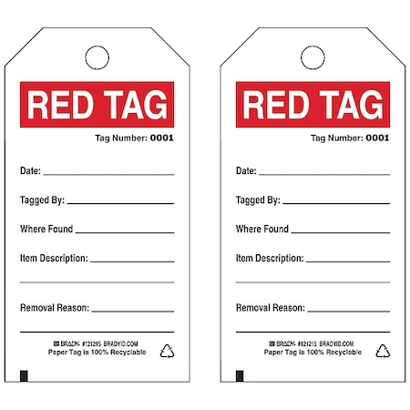 Brady Tag, White, Paper, 5-3/4inH, 3inW, PK100 121215