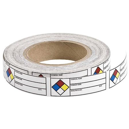 Brady Chemical Label, 1 in H, 3 in W, 102844, PK720 102844