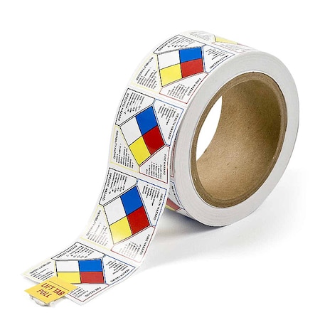 Brady Label, Health Hazard / Fire Hazard / Specific Hazard / Instability Hazard, Vinyl, 2 in W, 2 in H 53068