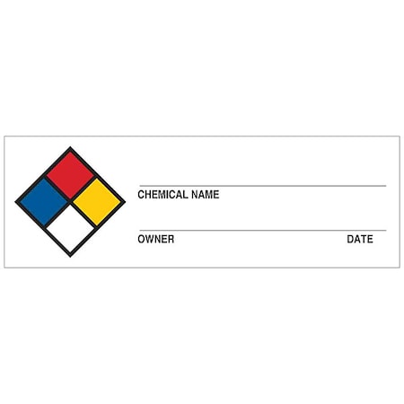Brady Chemical Label, 1 in H, 3 in W, 53095, PK720 53095