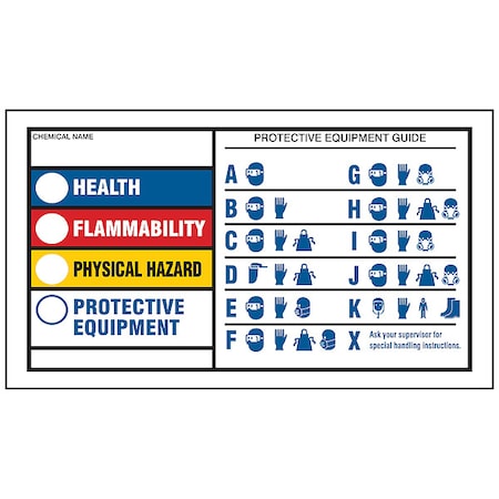 Brady Label, Protective Equipment Guide, Polyester, 5 in W, 3 in H 60333