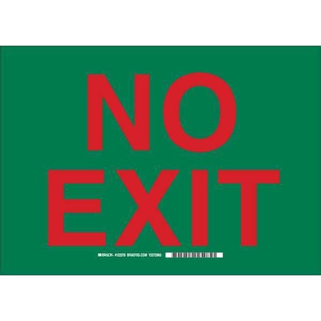 Brady Exit Sign, Fiberglass, 10" W, 7" H, No Exit, Green 122893