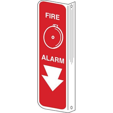Brady Fire Alarm Sign, 4 in Height, 12 in Width, Plastic, Rectangle, English 50687