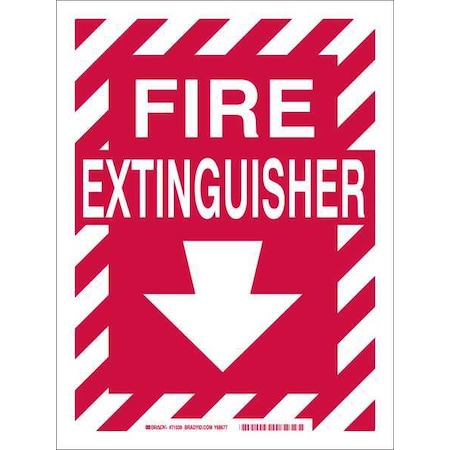 Brady Fire Extinguisher Sign, 12 in Height, 9 in Width, Fiberglass, Rectangle, English 71038