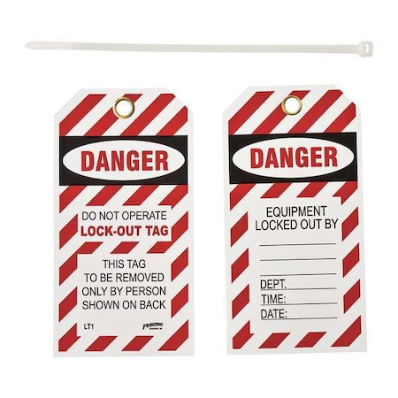 Brady Danger Tag, Vinyl, 5 1/2 in H x 3 in W, Rectangle, 10 PK LT10