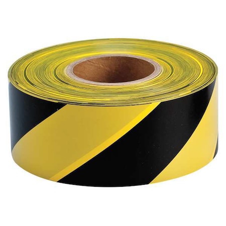 Zoro Select Barricade Tape, No Legend, Black/Yellow, 3 in Wide x 1,000 ft Length, Polyethylene, 3 mil 91454